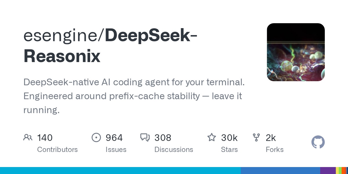 DeepSeek-Reasonix：围绕前缀缓存设计的 DeepSeek 原生终端编码代理 封面