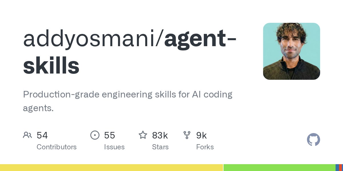 Addy Osmani 开源 Agent Skills：24 个工程技能让 AI Coding Agent 遵循高级工程师标准 封面