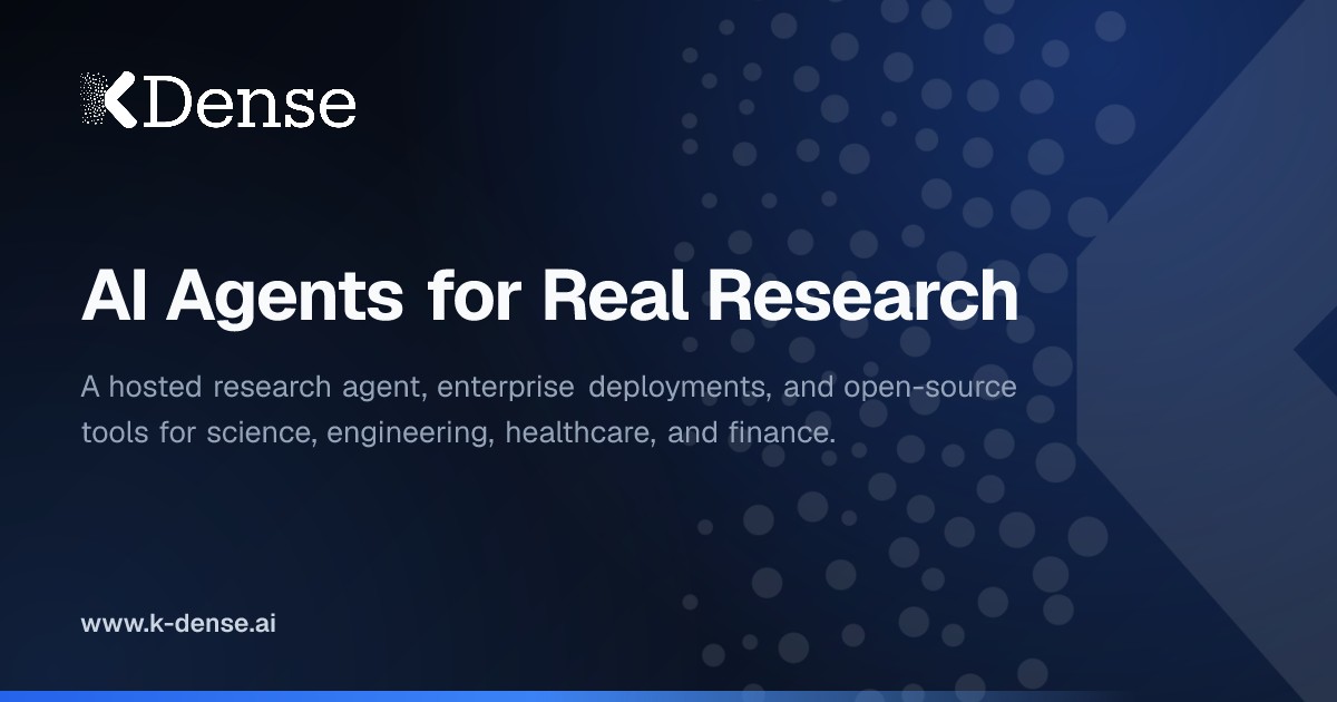 K-Dense 官方品牌图：AI Agents for Real Research