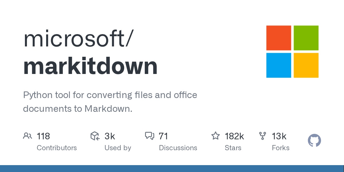 微软 MarkItDown 日增 2000 星：文档转 Markdown 的三层管线与安全边界 封面