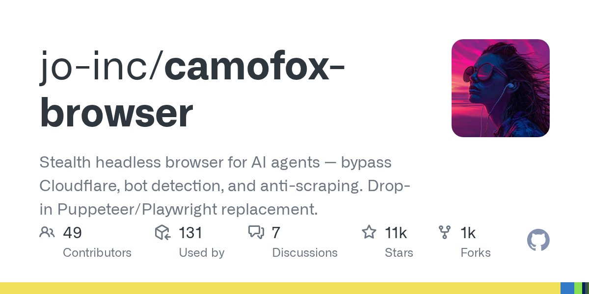 camofox-browser：给 AI Agent 用的反检测浏览器服务，日增 800 星的三层设计 封面