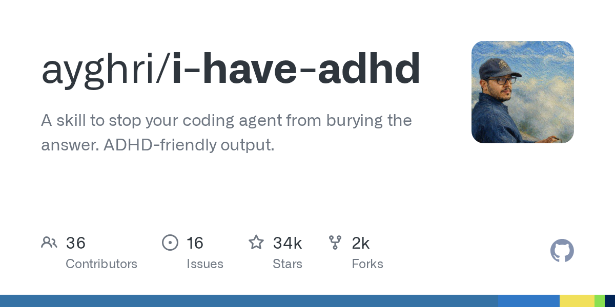 i-have-adhd 仓库卡片：34k Stars