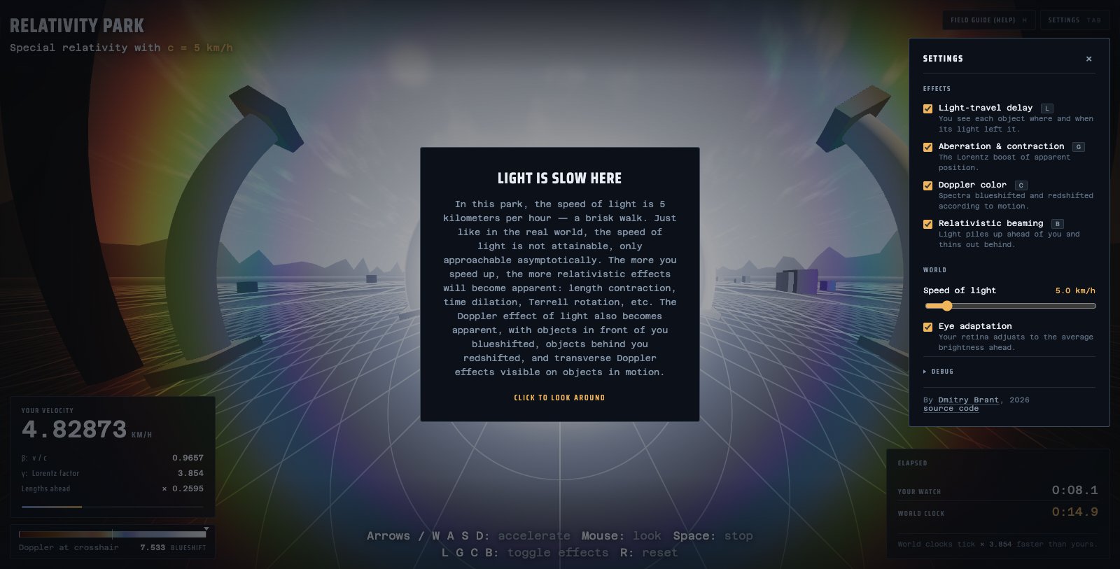 Relativity Park：把光速降到步行速度的浏览器模拟器，源码拆解 封面