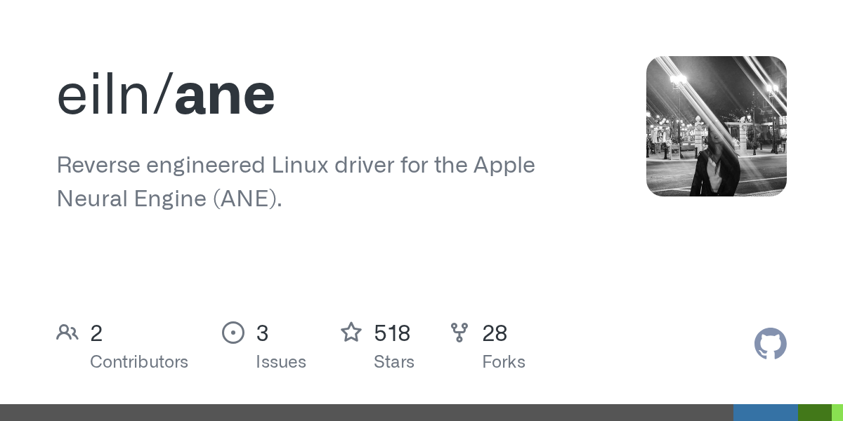 eiln/ane 仓库，逆向出的 ANE Linux 驱动