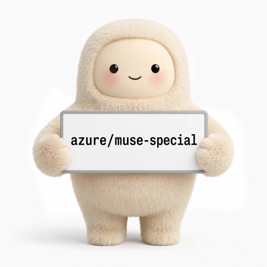 Muse 吉祥物举着 azure/muse-special 的牌子